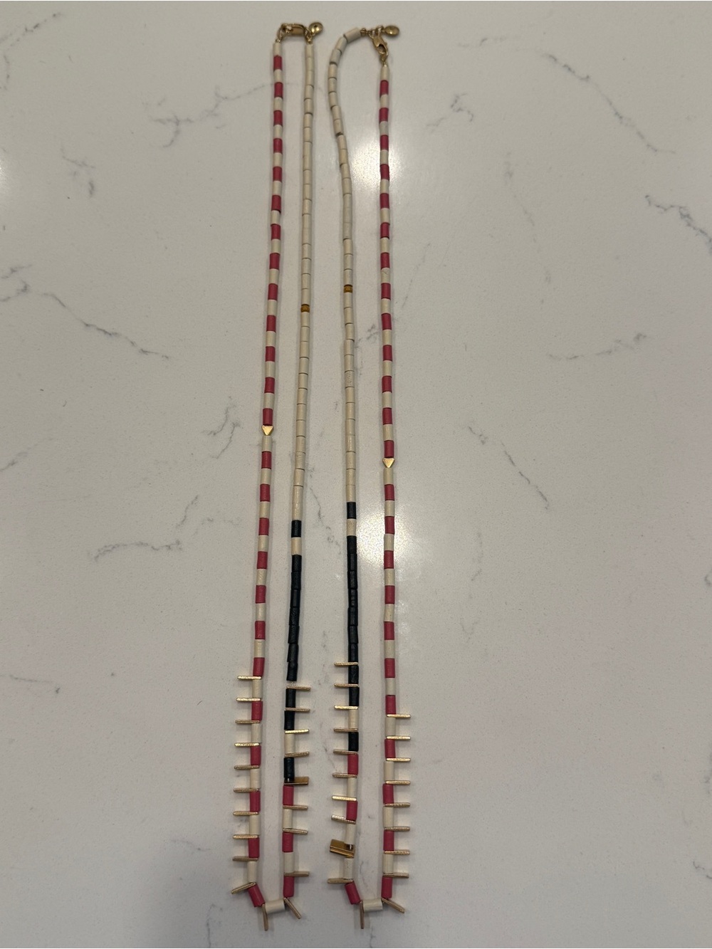 Madewell Radiate Beaded Necklaces Red, White, & Blue - Set of 2